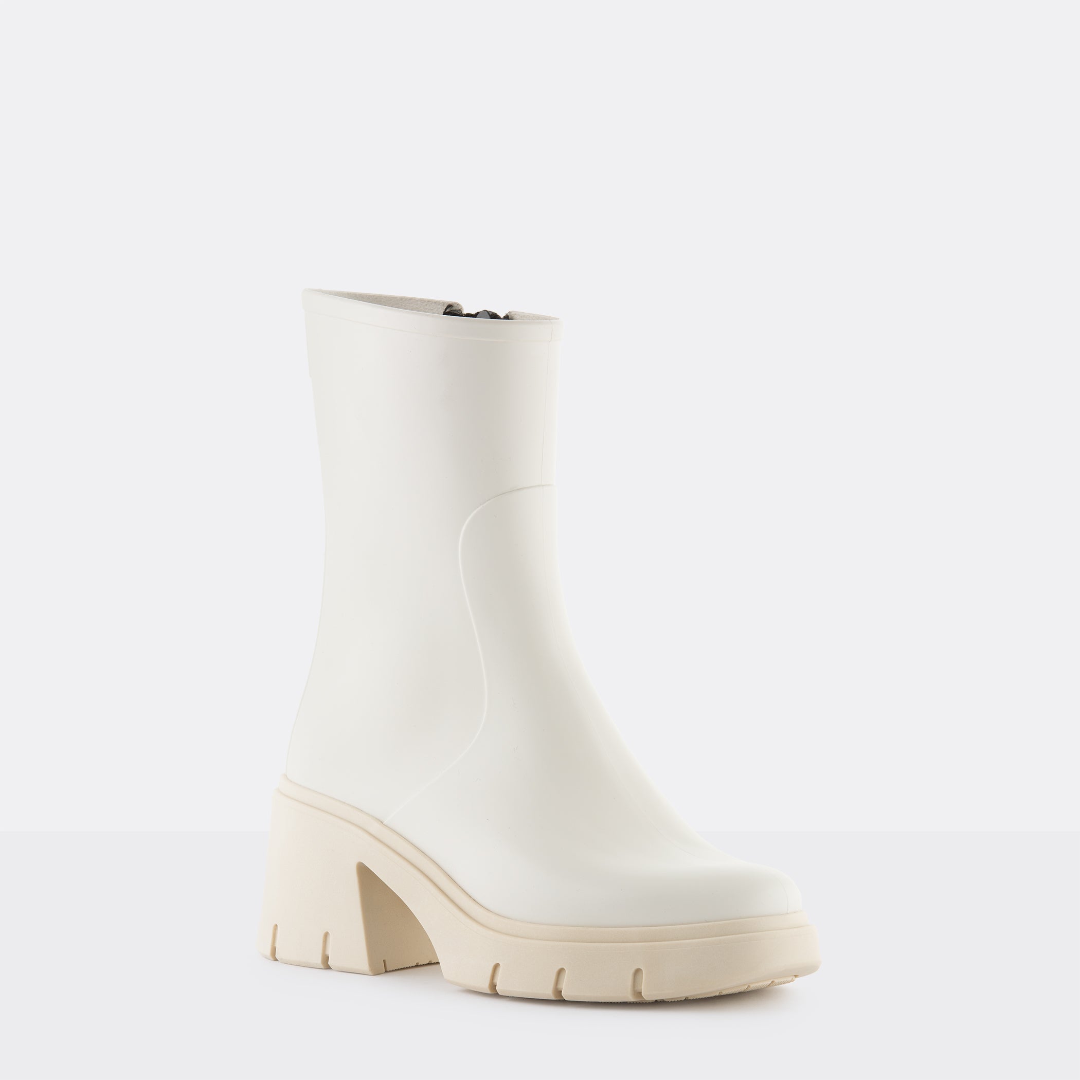 Yello 厚底ゴムブーツ 白 ペイント Yello 厚底ゴムブーツ 白 ペイント